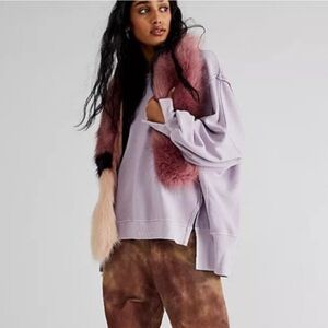 Free People We The Free Camden Oversized Long Sleeve Sweatshirt Size XS Lilac